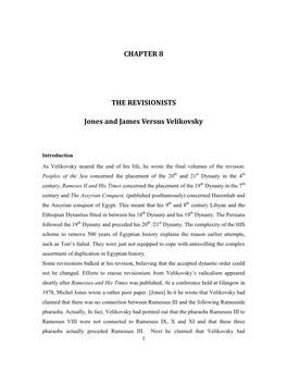 CHAPTER 8 the REVISIONISTS Jones and James Versus Velikovsky