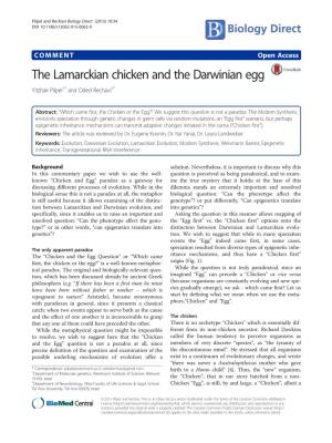 The Lamarckian Chicken and the Darwinian Egg Yitzhak Pilpel1* and Oded Rechavi2*