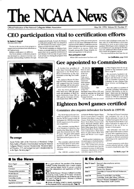 May 24, 1995, Volume 32, Number 2 1 CEO Participation Vital to Certification Efforts