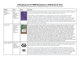 A Reading List for EMW Bookstore's 2018 Read-A-Thon