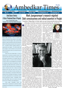 Mark Juergensmeyer's Research Reignited Dalit Consciousness And