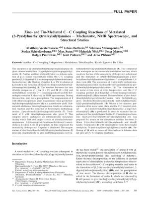 FULL PAPER Zinc- and Tin-Mediated CC Coupling Reactions of Metalated