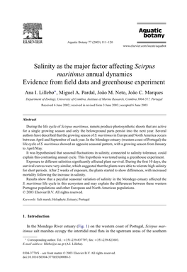Salinity As the Major Factor Affecting Scirpus Maritimus Annual Dynamics Evidence from Field Data and Greenhouse Experiment