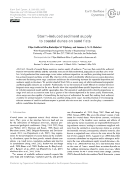 Storm-Induced Sediment Supply to Coastal Dunes on Sand Flats