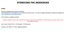 Etobicoke Fhc Resources