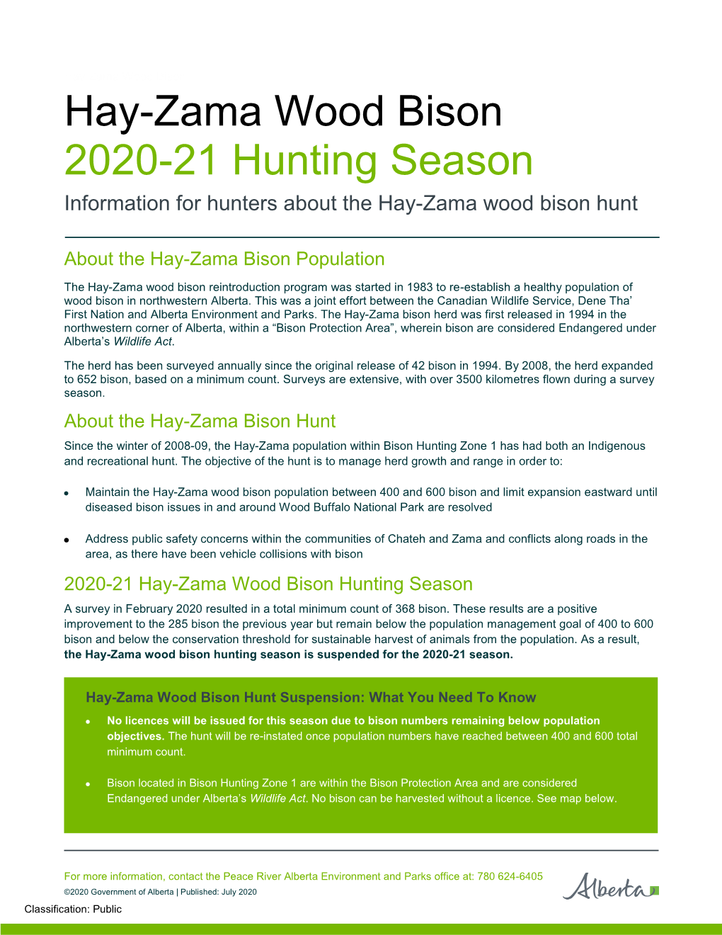 Hay Zama Wood Bison 2020-21 Hunting Season