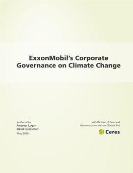 Exxonmobil's Corporate Governance on Climate Change