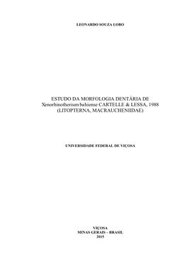ESTUDO DA MORFOLOGIA DENTÁRIA DE Xenorhinotherium Bahiense CARTELLE & LESSA, 1988 (LITOPTERNA, MACRAUCHENIIDAE)
