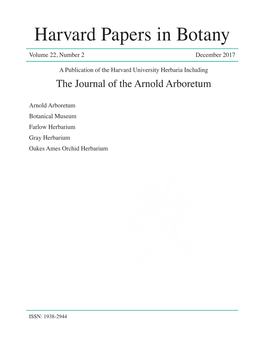 Harvard Papers in Botany Volume 22, Number 2 December 2017