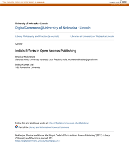 India's Efforts in Open Access Publishing