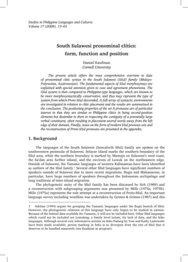 South Sulawesi Pronominal Clitics: Form, Function and Position