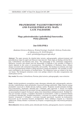 Phanerozoic Paleoenvironment and Paleolithofacies Maps. Late Paleozoic