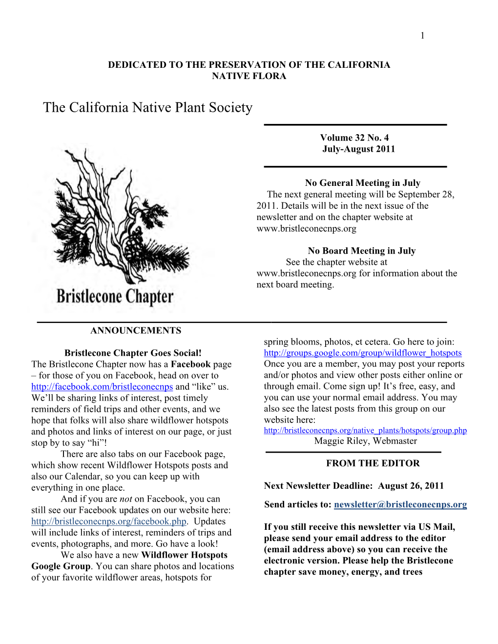 Bristlecone Chapter of the California Native Plant Society