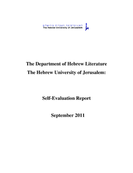 The Department of Hebrew Literature the Hebrew University of Jerusalem