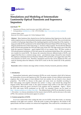 Simulations and Modeling of Intermediate Luminosity