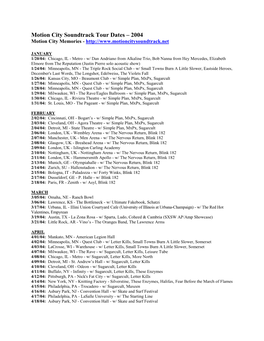Motion City Soundtrack Tour Dates – 2004 Motion City Memories