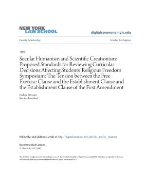 Secular Humanism and Scientific Creationism: Proposed Standards for Reviewing Curricular Decisions Affecting Students' Relig