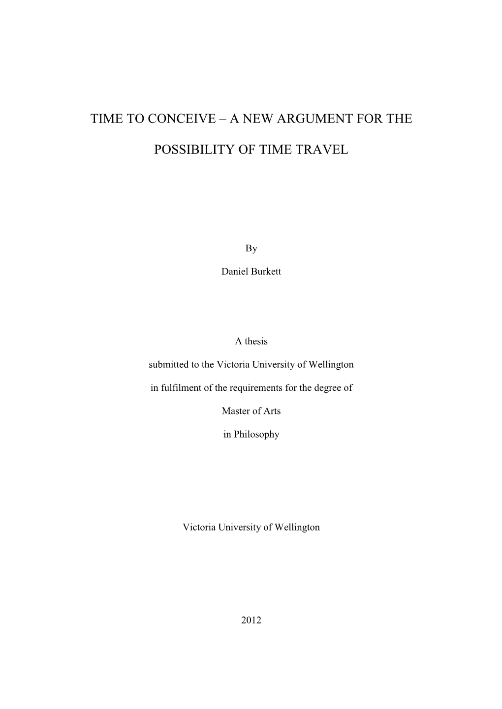 Time to Conceive – a New Argument for The