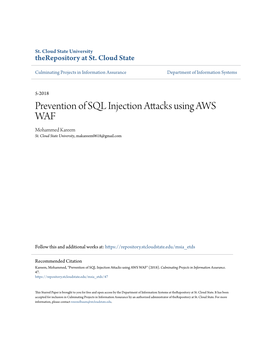 Prevention of SQL Injection Attacks Using AWS WAF Mohammed Kareem St