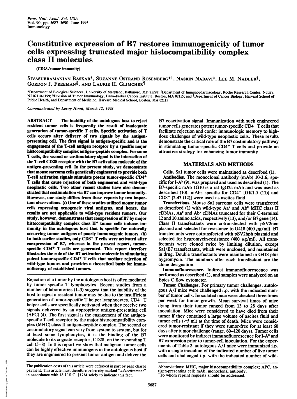 Cells Expressing Truncated Major Histocompatibility Complex