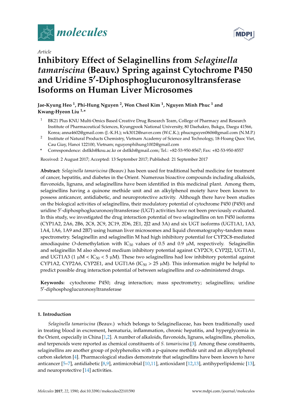 Inhibitory Effect of Selaginellins from Selaginella