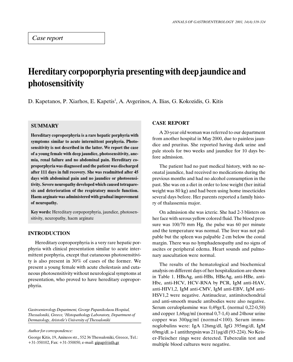 Hereditary Corpoporphyria Presenting with Deep Jaundice and Photosensitivity