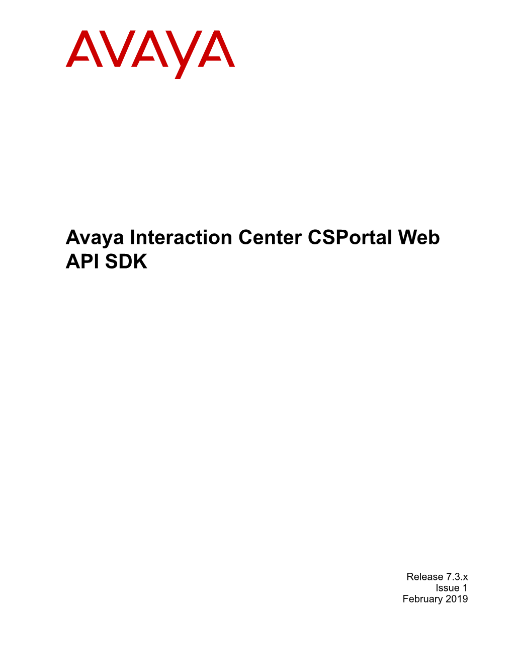 Avaya Interaction Center Csportal Web API SDK