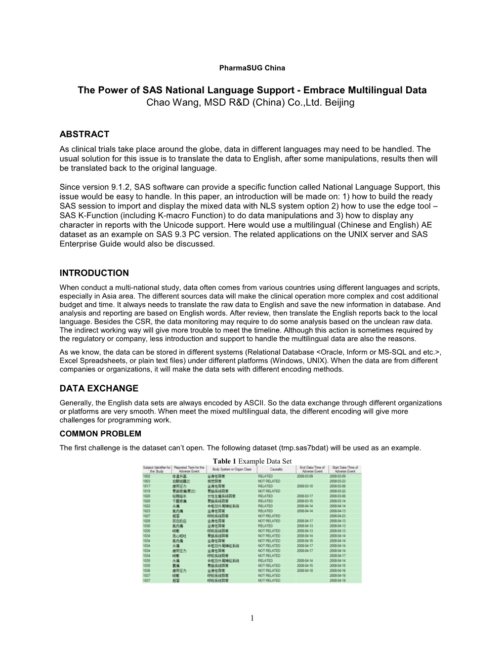 Embrace Multilingual Data Chao Wang, MSD R&D (China) Co.,Ltd