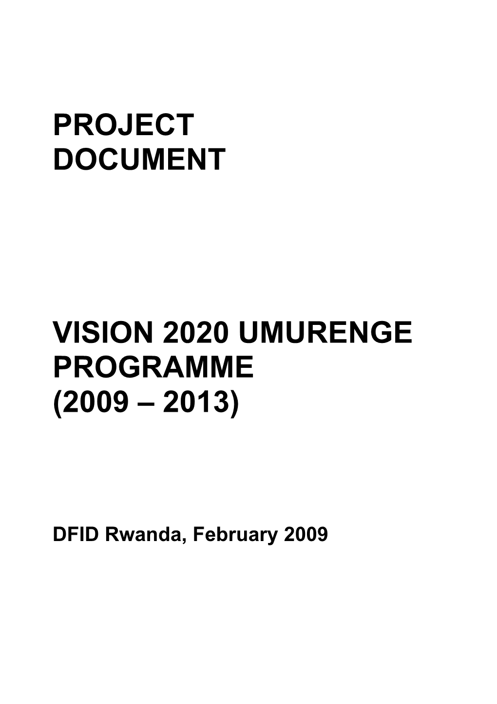 Vision 2020 Umurenge Programme (2009 2013)