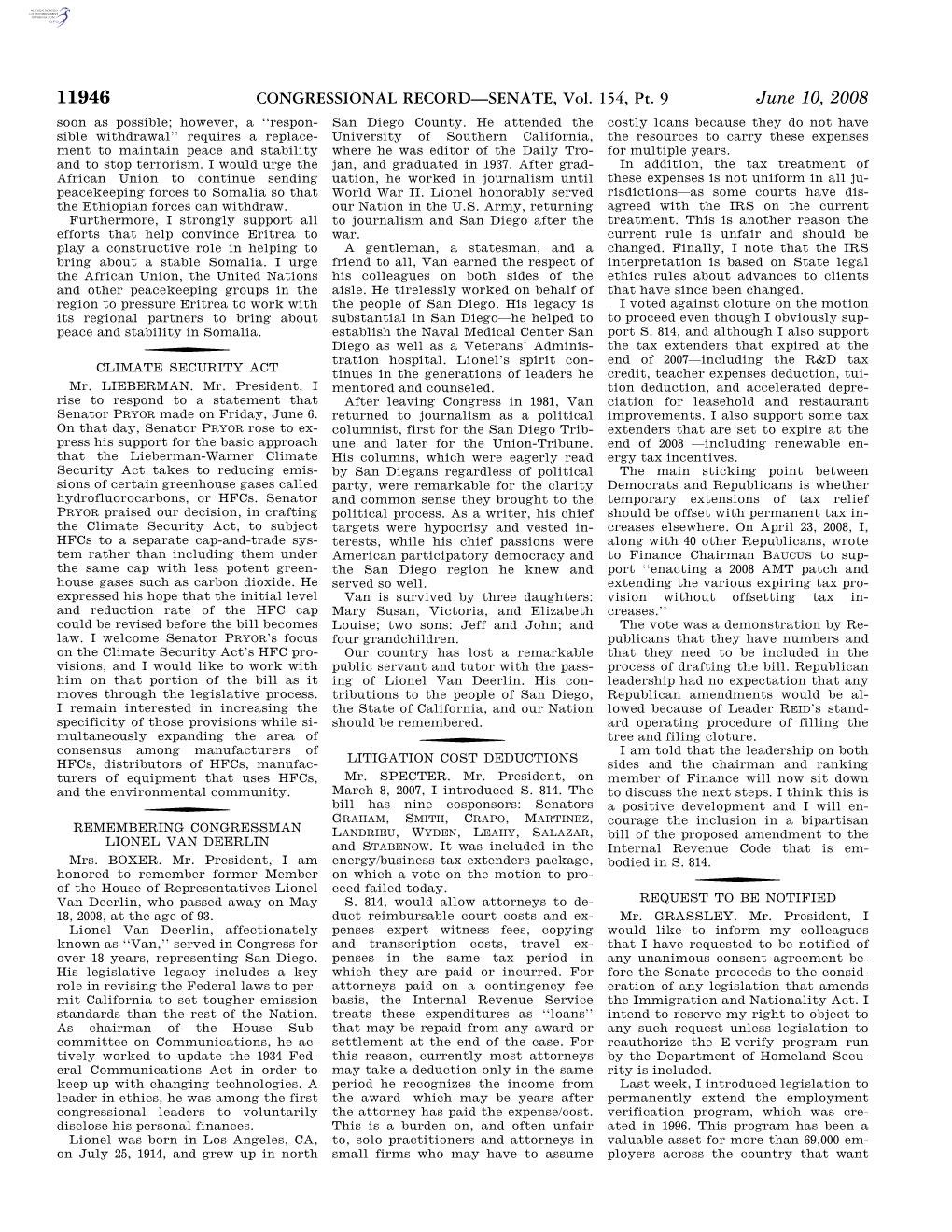 CONGRESSIONAL RECORD—SENATE, Vol. 154, Pt. 9 June 10, 2008 Soon As Possible; However, a ‘‘Respon- San Diego County