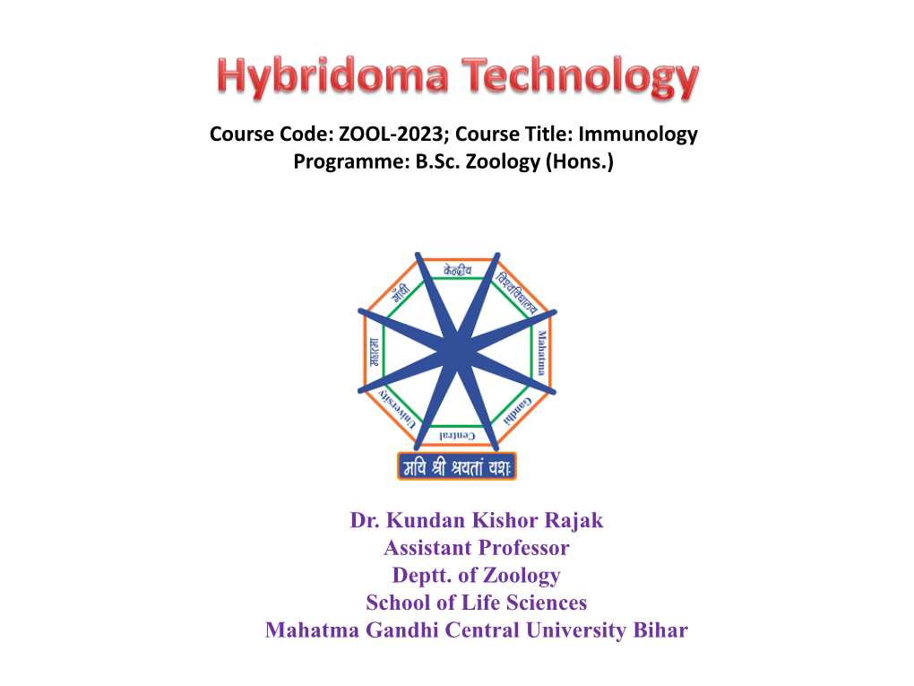 Lecture on the Topic-Hybridoma Technology