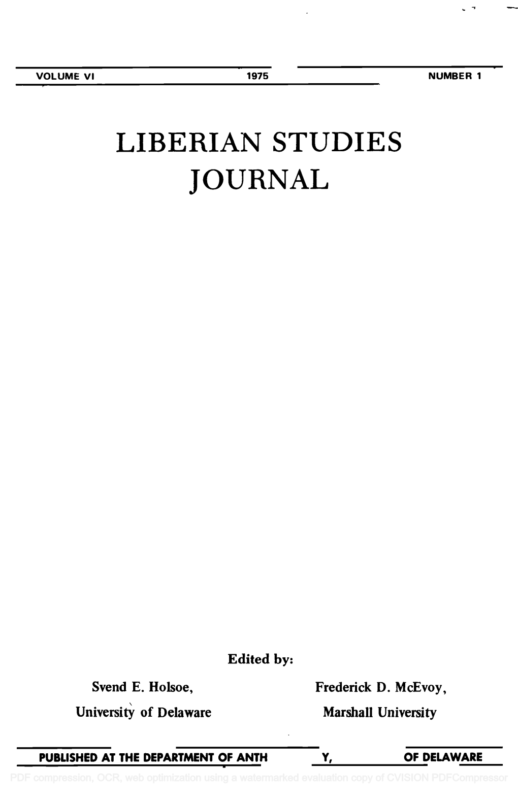 Liberian Studies Journal