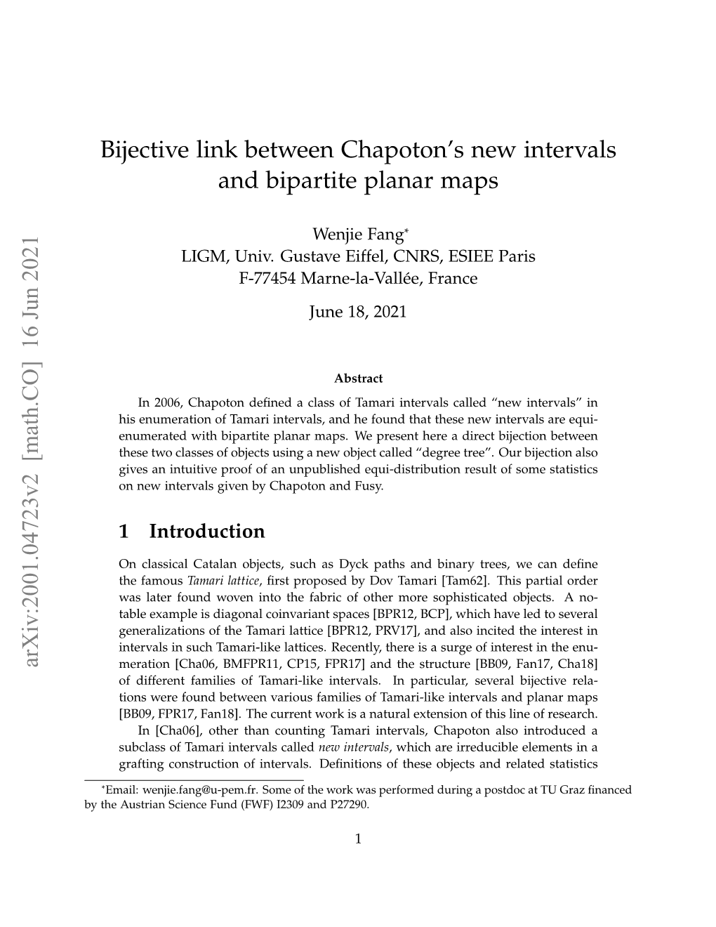 Bijective Link Between Chapoton's New Intervals and Bipartite Planar Maps