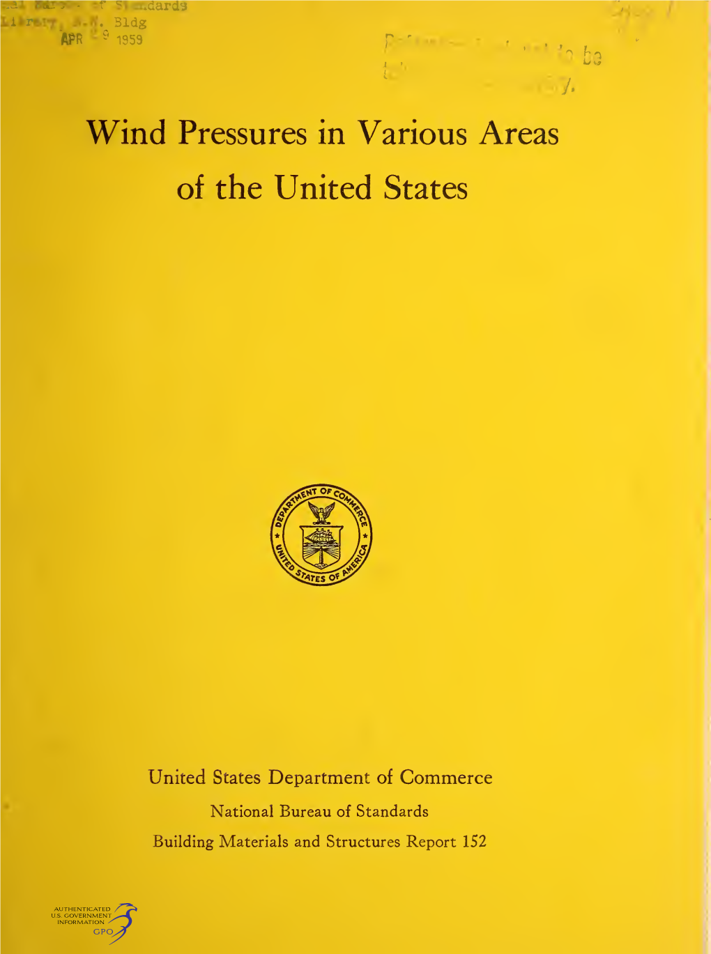 Wind Pressures in Various Areas of the United States