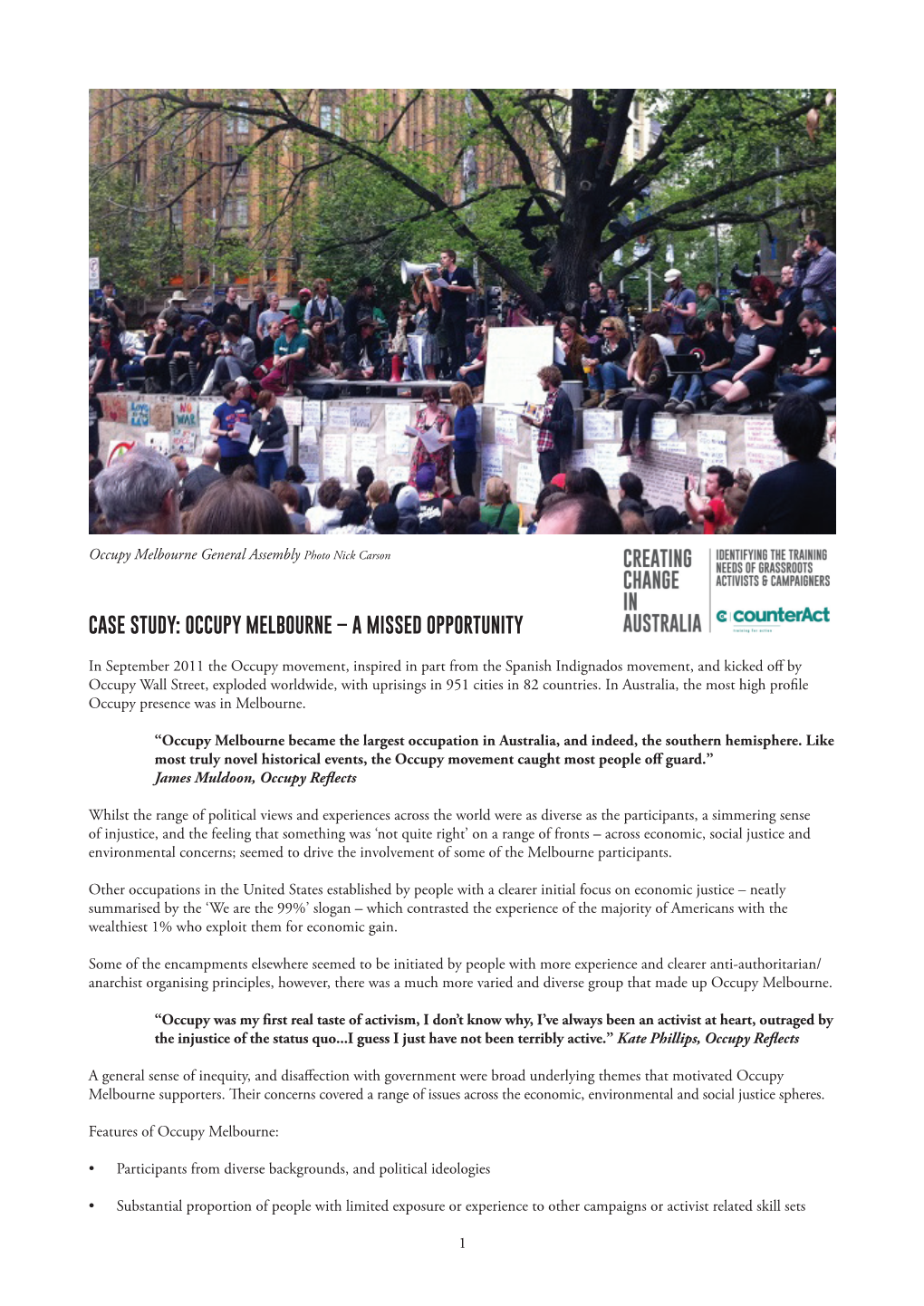 Case Study: Occupy Melbourne – a Missed Opportunity