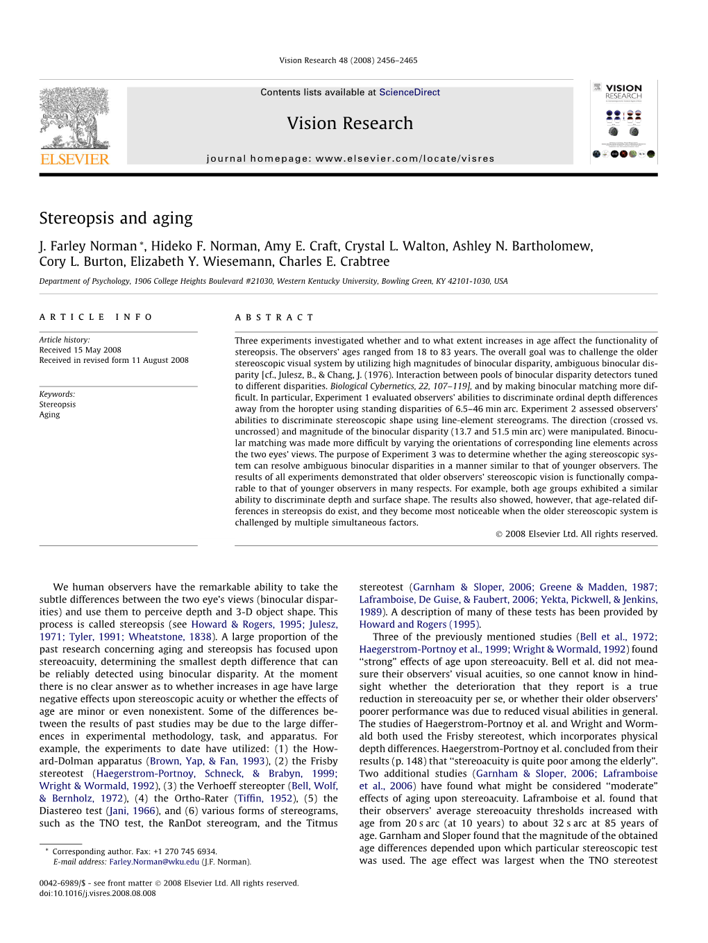 Stereopsis and Aging