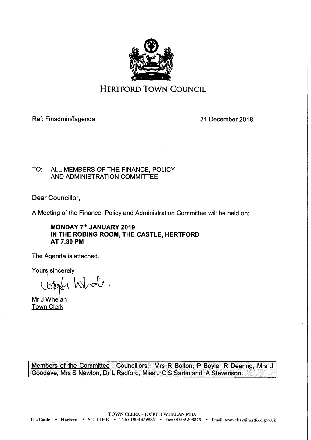 Hertford Town Council Internal Audit Report