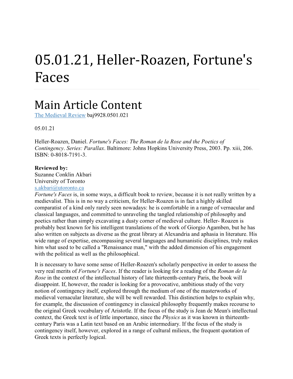 05.01.21, Heller-Roazen, Fortune's Faces