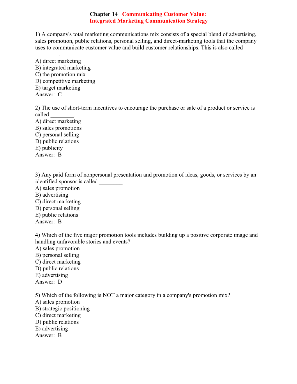 Chapter 14 Communicating Customer Value