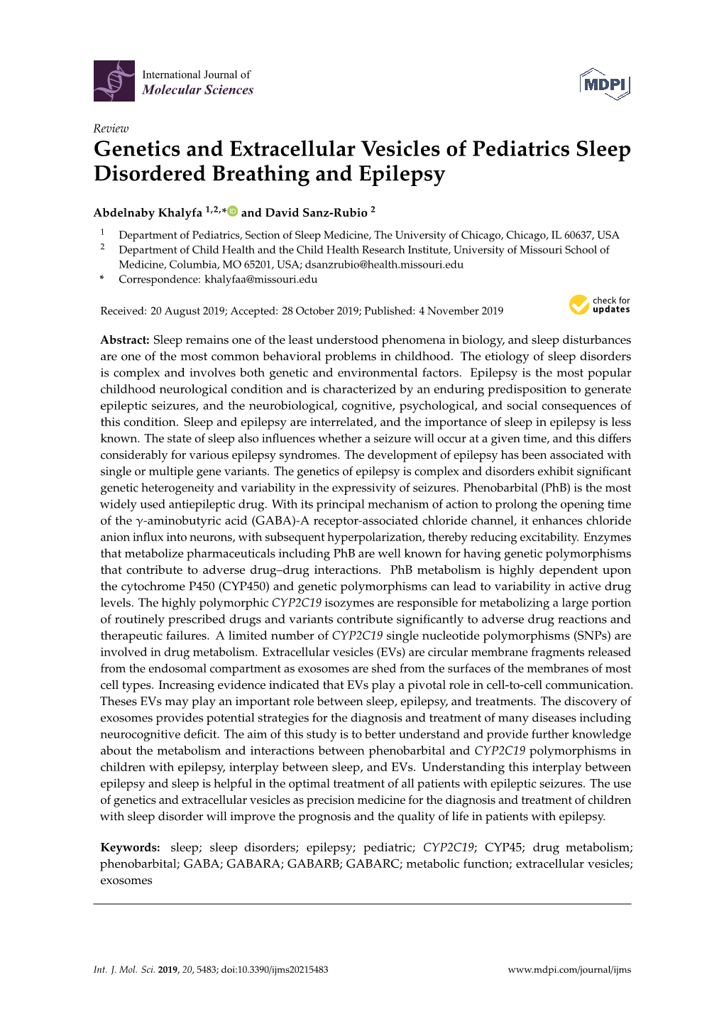 Genetics and Extracellular Vesicles of Pediatrics Sleep Disordered Breathing and Epilepsy