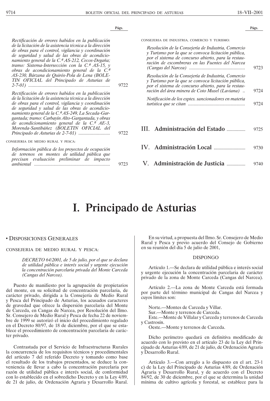 I. Principado De Asturias