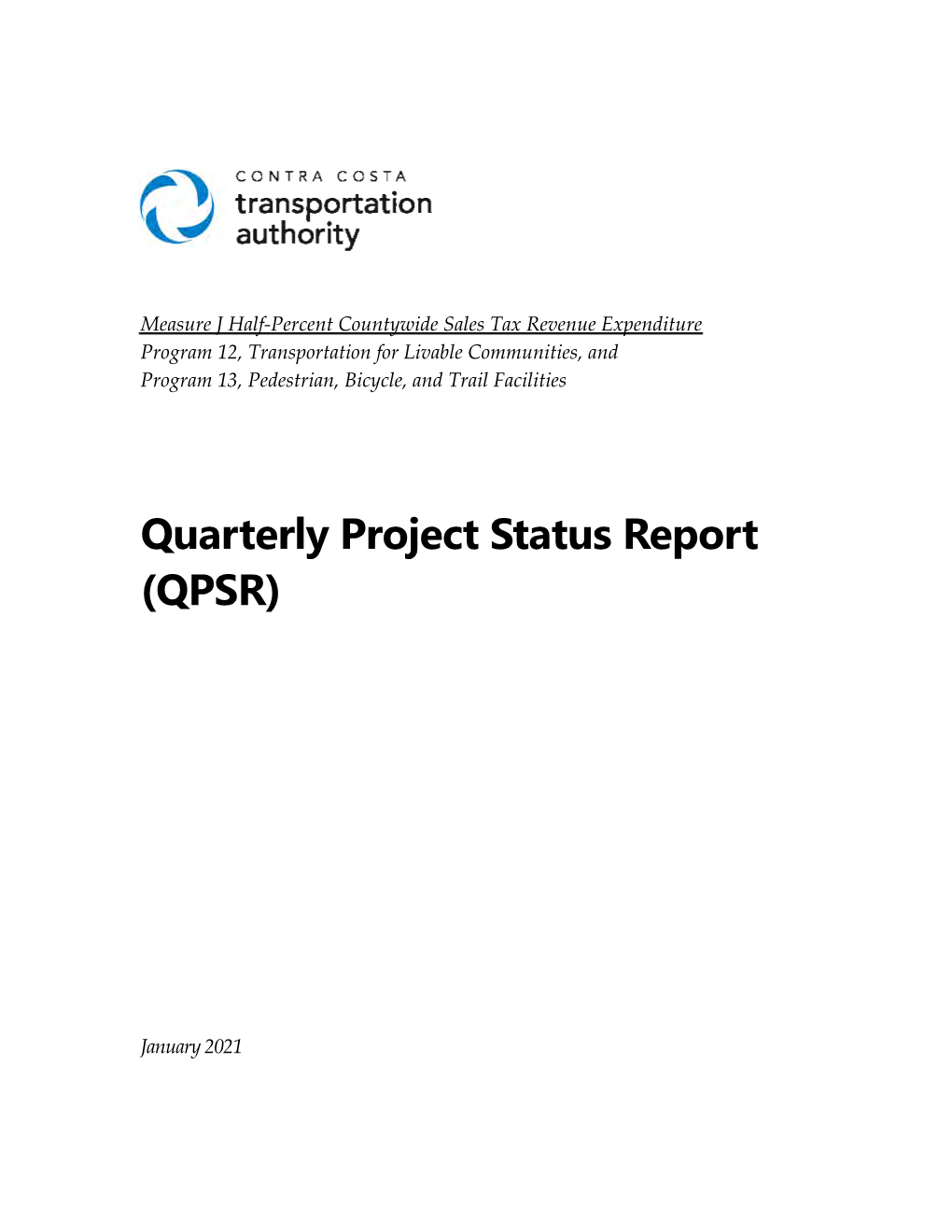 Quarterly Project Status Report (QPSR)