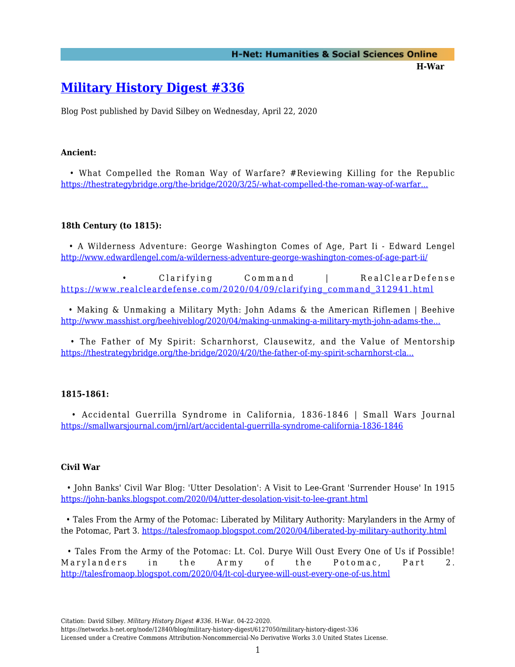 Military History Digest #336