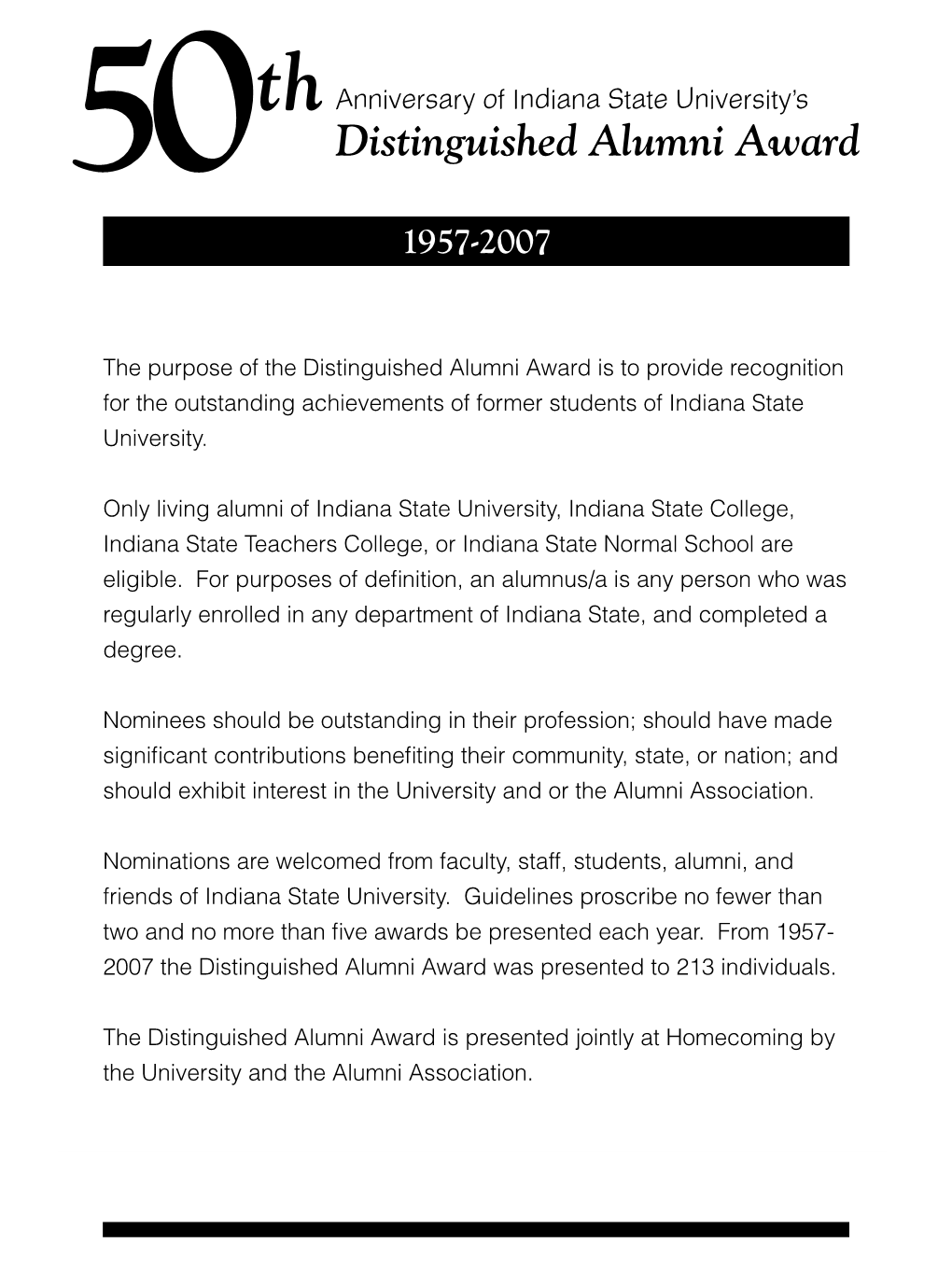 Distinguished Alumni Award 1957-2007