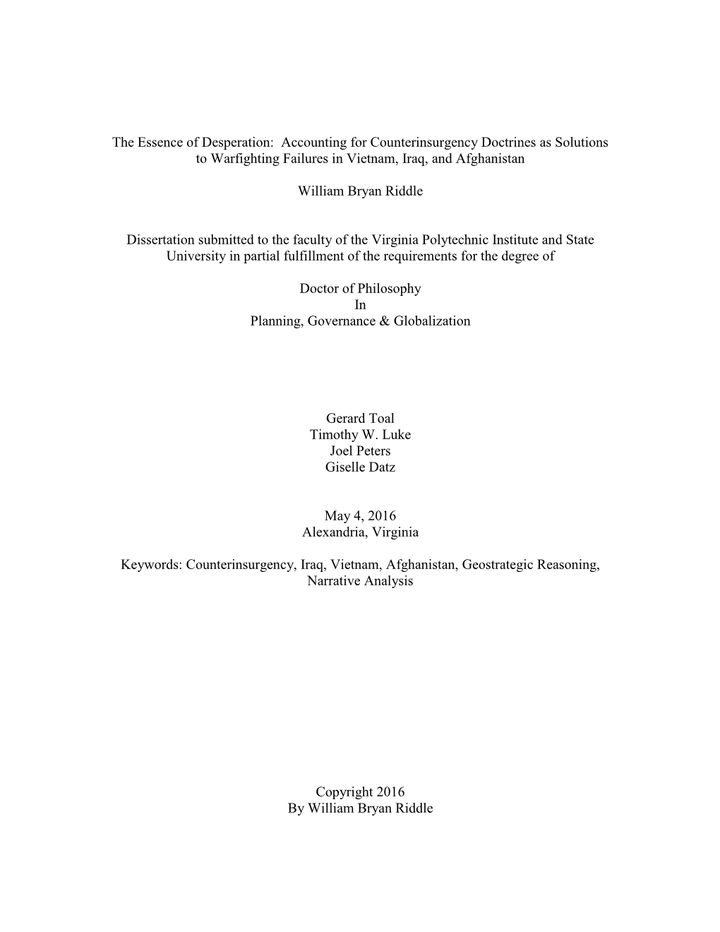 Accounting for Counterinsurgency Doctrines As Solutions to Warfighting Failures in Vietnam, Iraq, and Afghanistan