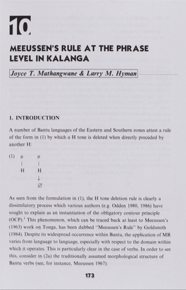 Meeussen's Rule at the Phrase Level in Kalanga