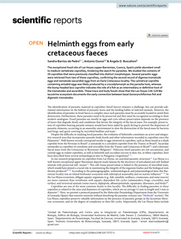 Helminth Eggs from Early Cretaceous Faeces Sandra Barrios‑De Pedro1*, Antonio Osuna2,3 & Ángela D