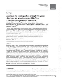 A Unique Life-Strategy of an Endophytic Yeast Rhodotorula Mucilaginosa JGTA-S1— a Comparative Genomics Viewpoint