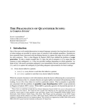 The Pragmatics of Quantifier Scope: ¦ Acorpus Study