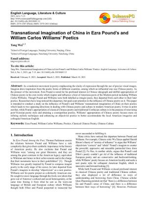 Transnational Imagination of China in Ezra Pound's and William Carlos